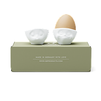 Набор из двух фарфоровых подставок для яиц из серии эмоциональной посуды "Поцелуй и Мечтательный" от Tassen