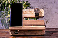 Аксессуар-органайзер из дерева для гаджетов/телефона/часов из натурального дерева «Unisex»