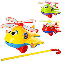 Каталка Вертоліт 0368, на паличці, тріскачка, дитяча іграшка, для малюків
