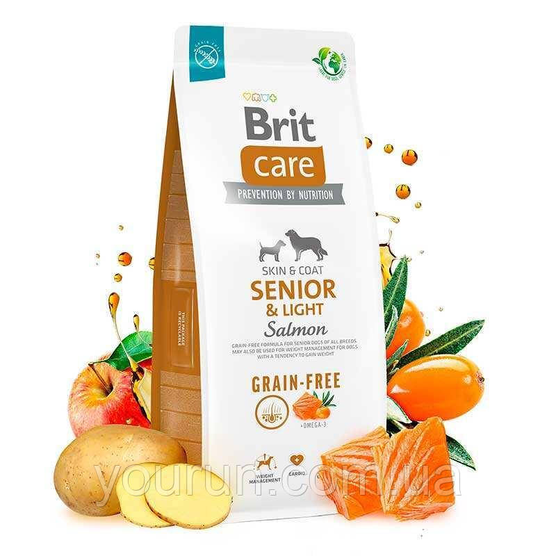 Brit Care (Брит Кеа) Dog Grain-free Senior & Light - Сухий беззерновий корм з лососем для старіючих собак 12кг