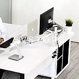 OL-3L Сірий алюмінієвий настільний подвійний тримач для монітора 17-32 дюймів і ноутбука 12-17 дюймів, фото 2