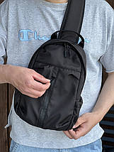 Сумка слінг через плече, бананка через плече, однолямочний рюкзак, однолямочний слінг чорний колір, фото 2