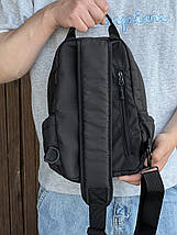 Сумка слінг через плече, бананка через плече, однолямочний рюкзак, однолямочний слінг чорний колір, фото 3