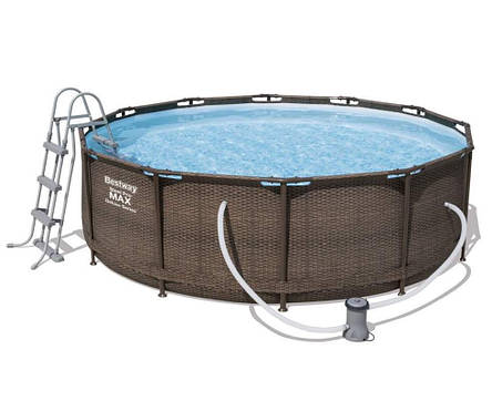 Басейн каркасний Bestway 56709 розмір 366x100см, об'єм 9150л (картриджний фільтр-насос, драбина), фото 1