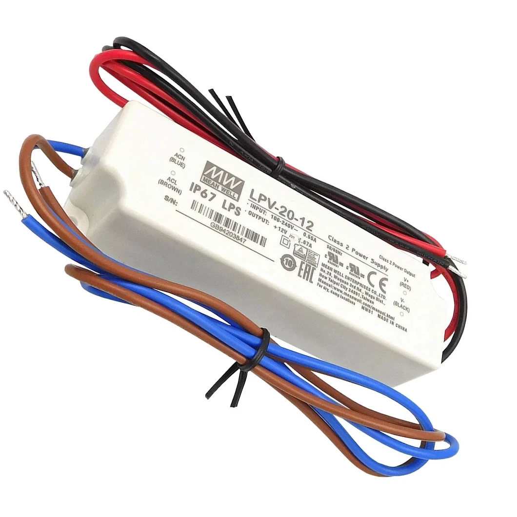 Блок живлення Mean Well LPV-20-12 12V 20W 1,674А IP67