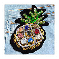 Брошка зі стразами Ананас 8,5х5 см (пін, брошка, значок)