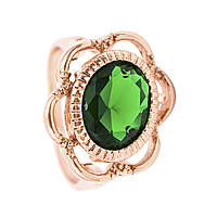 Кольцо позолота "Перстень зеленый камень"