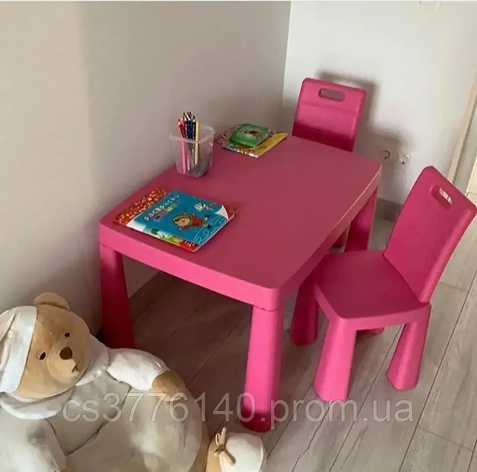 Набір дитячих меблів стільчик і стіл, Дитячий письмовий стіл + 2 стільці, Столик пластиковий долоні зелений