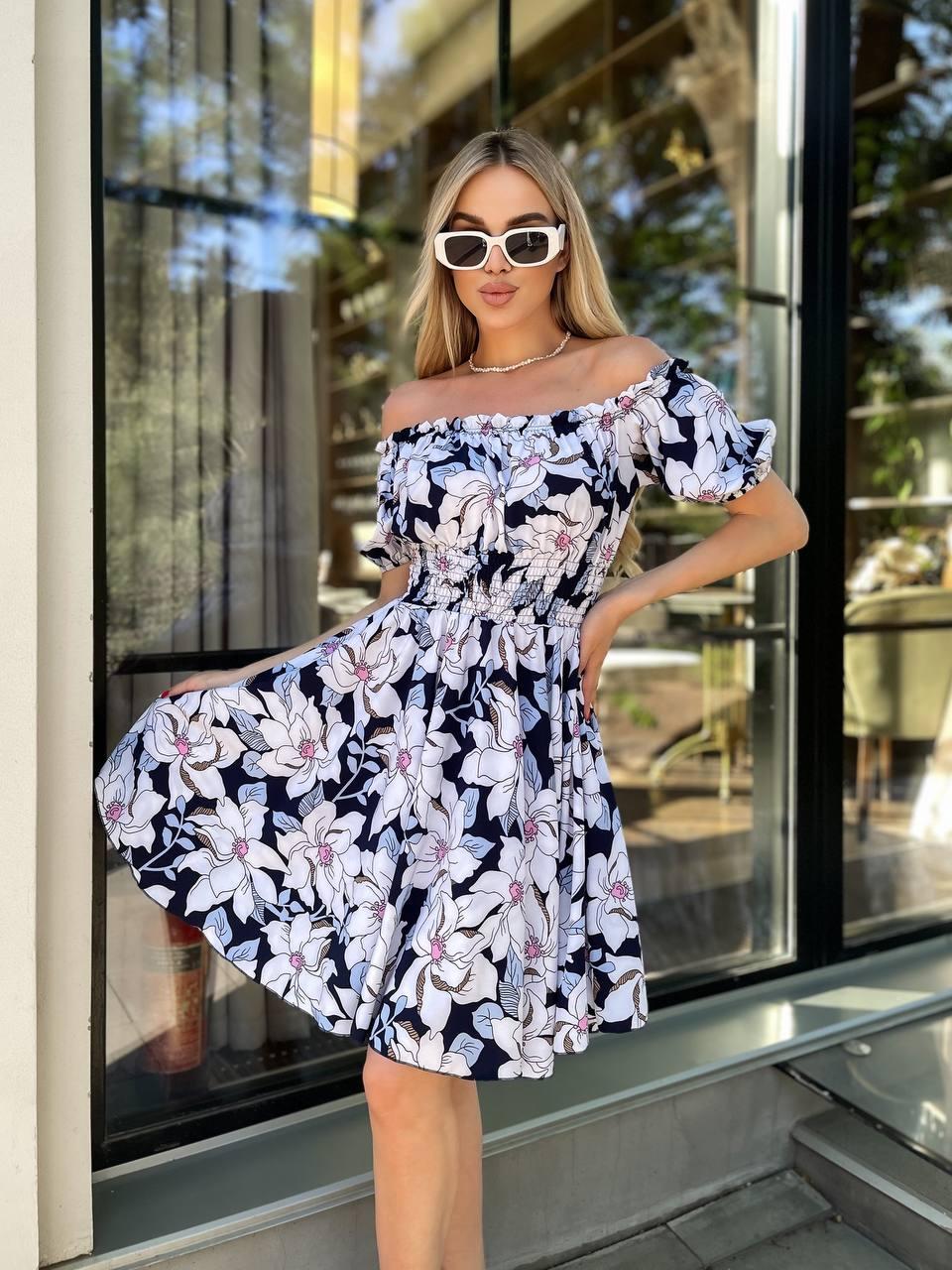 Легка квіткова жіноча міні сукня софт Smv8312