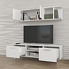 Полиця навісна з двома дверцями та осередками з боків з ДСП Ексклюзивні полиці на стіну 140 см шириною, фото 2