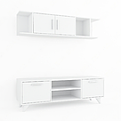 Полиця навісна з двома дверцями та осередками з боків з ДСП Ексклюзивні полиці на стіну 140 см шириною, фото 3