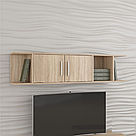 Полиця навісна з двома дверцями та осередками з боків з ДСП Ексклюзивні полиці на стіну 140 см шириною, фото 8