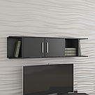 Полиця навісна з двома дверцями та осередками з боків з ДСП Ексклюзивні полиці на стіну 140 см шириною, фото 9