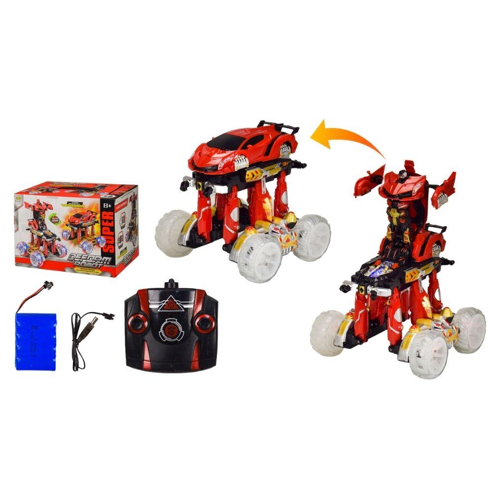 9808-9 АА Машина трансформер, їздить по колу, світло, звук, у коробці, фото 1