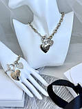 Браслет сердце с подвеской в камнях. Женская бижутерия на руку в серебре., фото 4