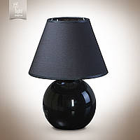 Настільна чорна лампа зі скла на 1 плафон з абажуром 25х15см