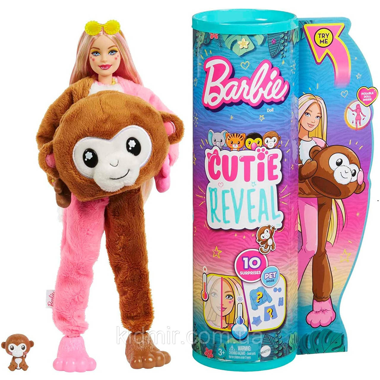 Лялька Барбі Сюрприз Друзі з джунглів Мавпа Barbie Cutie Reveal HKR01