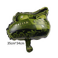 Шар фольгированный мини фигура 35х34 см Танк Зеленый