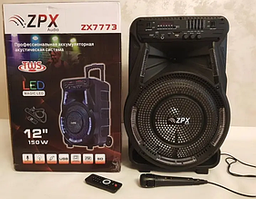 Професійна акумуляторна акустична система ZPX ZX7773 150 Вт Колонка з дротовим мікрофоном