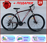 Спортивный горный АЛЮМИНИЕВЫЙ ВЕЛОСИПЕД 29 дюймов TopRider S901 29, ЛЕГКИЙ, ORIGINAL SHIMANO, Кассета Бордовый