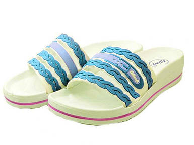 Капці пляжні жіночі (8 пар) L-102 біло- бірюзові (36-40/41р.) ТМ ОЛИМП FG