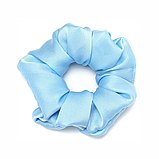 Гумка для волосся з шовкової тканини блакитна Handmade 8 см, фото 3