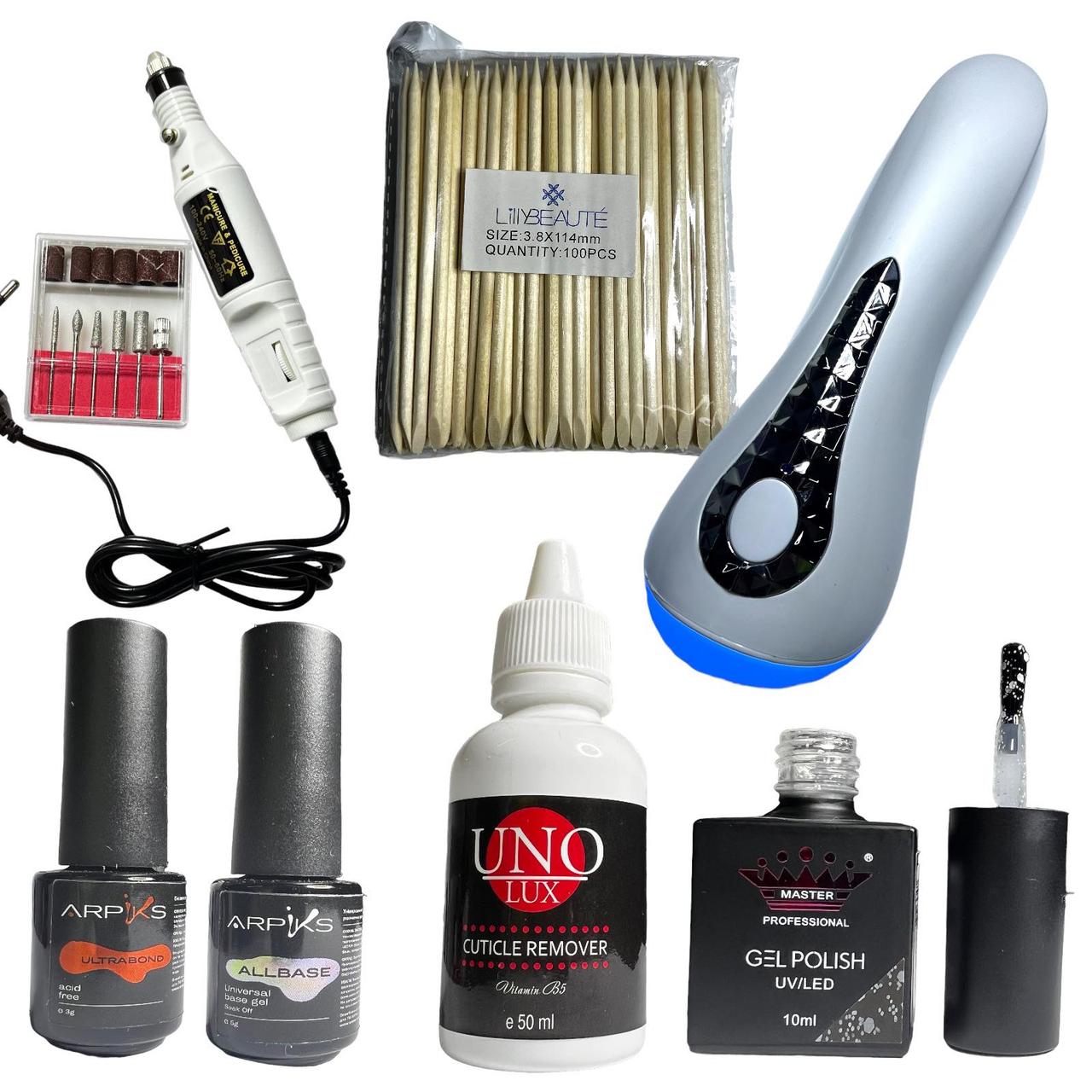 Набор для маникюра с фрезер-ручкой и лампой мини на аккумуляторе Q5 (ID ...