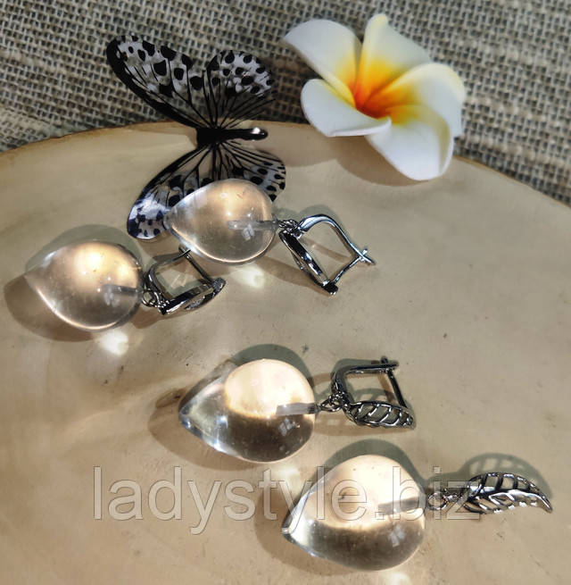 Серьги с горным хрусталем от студии LadyStyle.Biz кольцо перстень сапфир фуксит топаз натуральный кианит купить украшения подарок талисман камень оберег