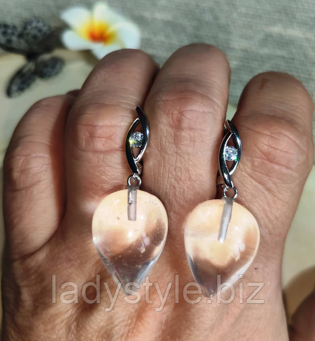 серьги с натуральным горным хрусталем от студии LadyStyle.Biz кольцо перстень фуксит сапфир топаз кианит аппатит купить украшения подарок талисман камень оберег