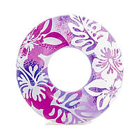 Надувной круг для детей "Перламутр" Intex 59251 NP. Фиолетовый круг с узорами диаметром 90см, от 9 лет