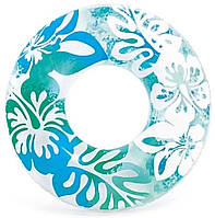 Голубой надувной круг для детей "Перламутр" Intex 59251 NP. Круг с узорами диаметром 90см, от 9 лет