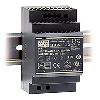 Блок питания на DIN рейку Mean Well HDR-60-12, 12V, 54W, 4.5А, IP20