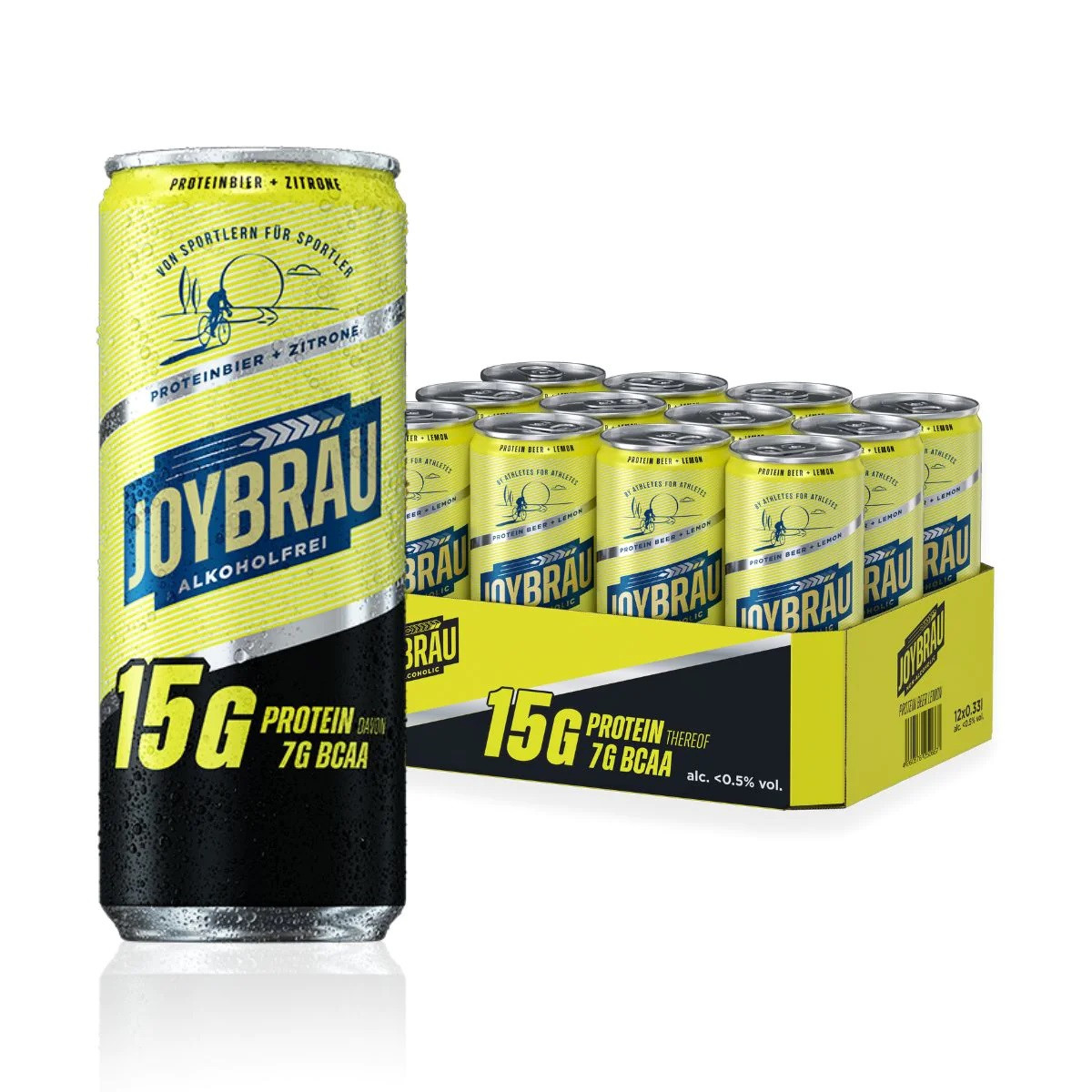 Пиво Протеїнове Безалкогольне з лимоном Joybrau Protein Beer Zitrone 15G ж/б 0,5 л Німеччина (24 шт./1 ящ)
