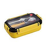 Ланчбокс зі сталевою ємністю Bee Lunch 550 мл — чорний/жовтий (LB-94732), фото 2