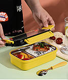 Ланчбокс зі сталевою ємністю Bee Lunch 550 мл — чорний/жовтий (LB-94732), фото 4