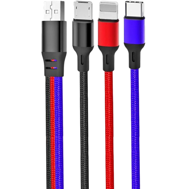 Кабель USB XO NB143 3in1 1.2m Black/Red/Blue