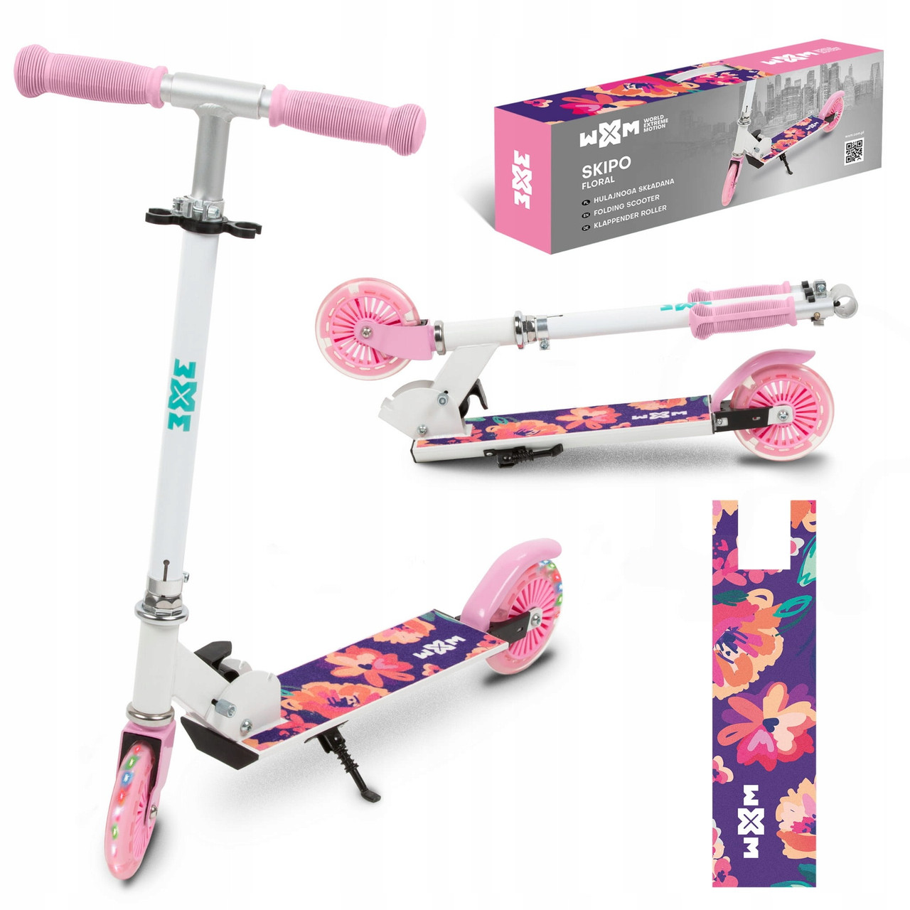 Самокат складаний дитячий двоколісний Kidwell WXM Skipo Floral