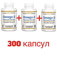 Ненасыщенные жирные кислоты Рыбий Жир и Омега-3 для взрослых California Gold Nutrition 300 капсул, Iherb омега