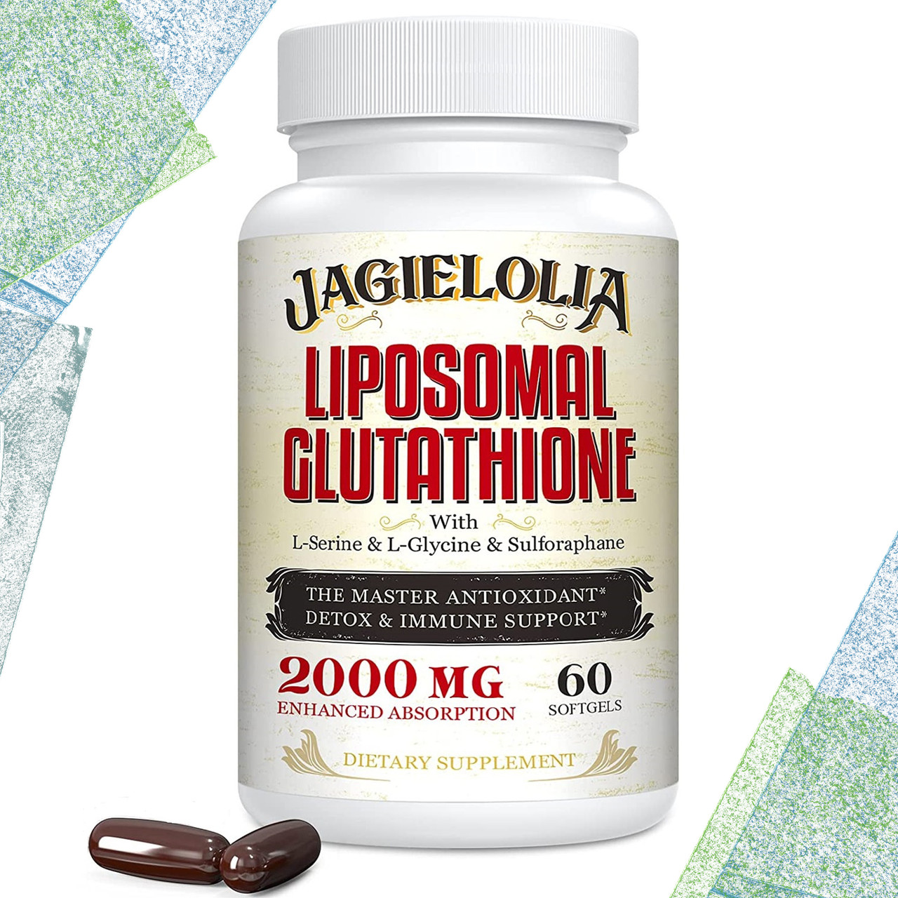 Глютатіон Ліпосомальний Jagielolia Liposomal Glutathione 2000 мг на порцію, 60 гелевих капсул