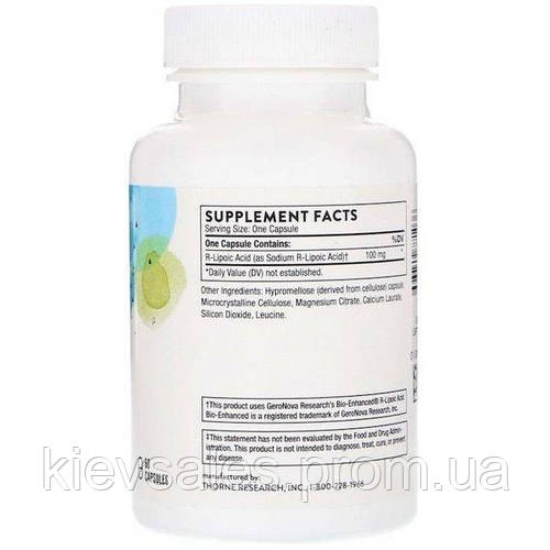 Купить Альфа-липоевая кислота Thorne Research R-Lipoic Acid 60 Caps KS ...