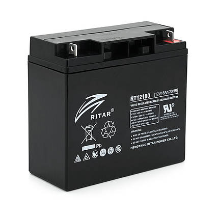 Акумуляторна батарея AGM RITAR RT12180BL5, Black Case, 12 V 18.0 Ah (181х77х167) Q4, фото 1