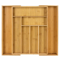 Розсувний лоток-органайзер для столового приладдя з бамбука