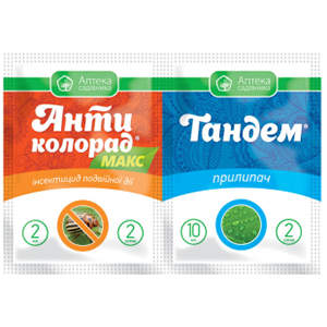 

Инсектицид Антиколорад МАКС 2 мл + Тандем 10 мл УКРАВИТ 1055