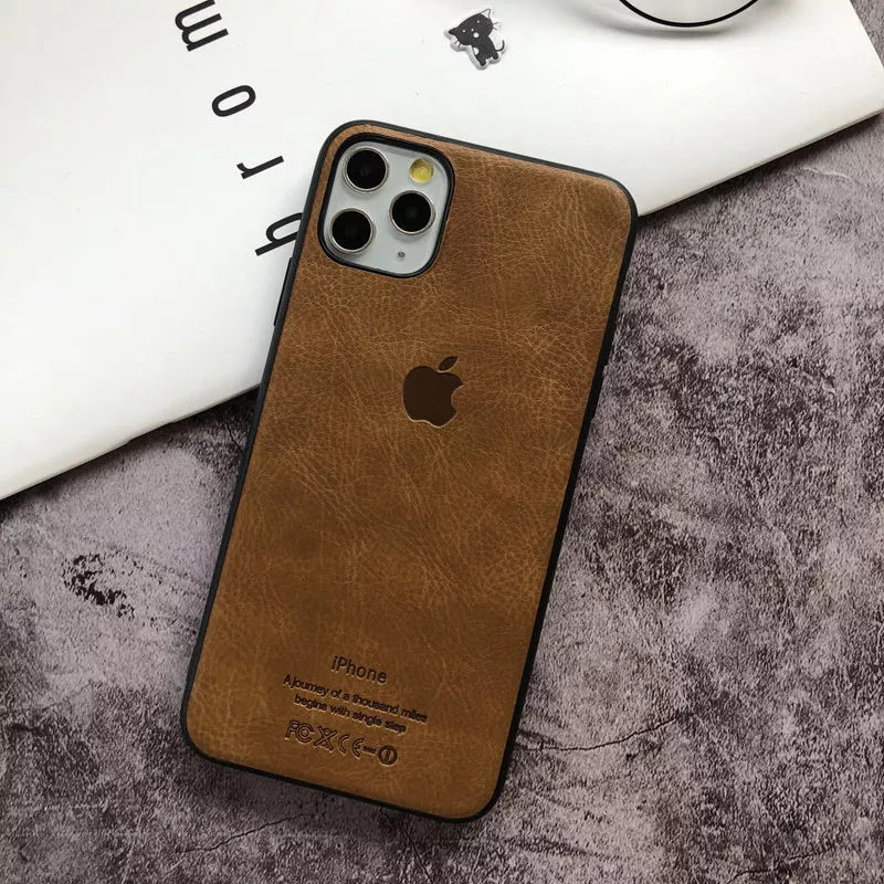 Шкіряний чохол для I Phone 12 PRO Max (світло-коричневий)