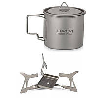 Пальник для сухого спирту + чашка Lixada 550мл з титану