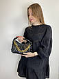 Овальна сумка багет з плетеною ручкою і ремінцем А21-1897 Чорна, фото 2