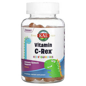 Вітамін С у формі фруктових мармеладок, KAL Vitamin C-Rex Kids' 60 жувальних цукерок