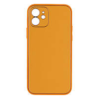 Чехол для телефона iPhone 12 Leather Gold with Frame. Цвет персиковый