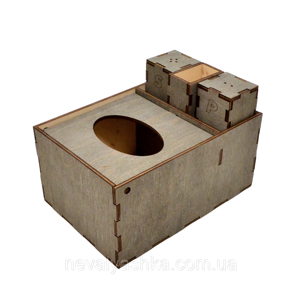 Дерев'яна Барна Серветниця Органайзер Сіль/Перець Диспенсер Підставка з Дерева Фанери