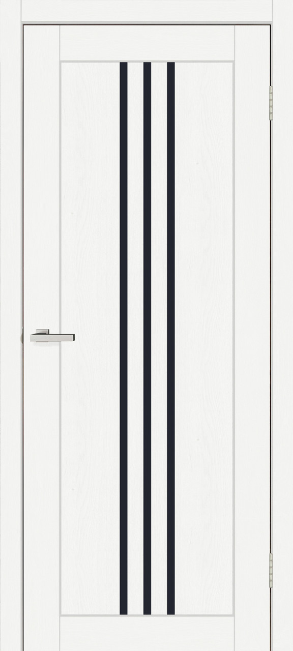 Двері міжкімнатні Doors Smart C049 Дуб меренго ПВХ (з чорним склом), фото 1